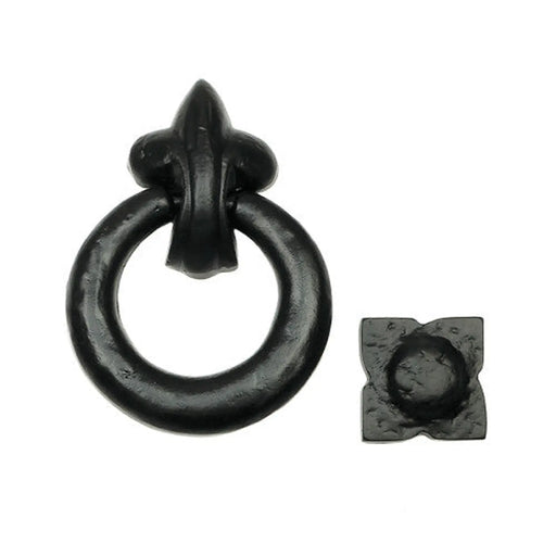 Fleur De Lys Ring Door Knocker, Black, 125mm - Pack of 2