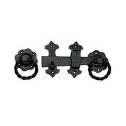 Fleur De Lys Twist Handle Gate Latch, Black, 125mm - Pack of 2