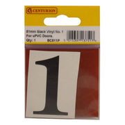51mm Black Traditional Oldstyle Font Vinyl Number 1 - Pack of 5
