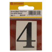 51mm Black Traditional Oldstyle Font Vinyl Number 4 - Pack of 5