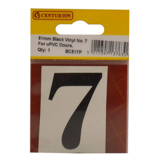 51mm Black Traditional Oldstyle Font Vinyl Number 7 - Pack of 5