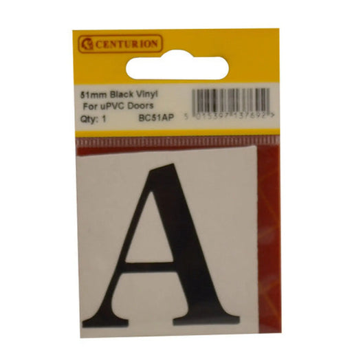 51mm Black Traditional Oldstyle Font Vinyl Letter A - Pack of 5