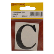 51mm Black Traditional Oldstyle Font Vinyl Letter C - Pack of 5