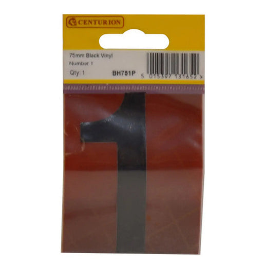 75mm Black Helvetica Bold Condensed Style Vinyl Number 1 - Pack of 10