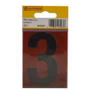 75mm Black Helvetica Bold Condensed Style Vinyl Number 3 - Pack of 10