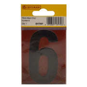 75mm Black Helvetica Bold Condensed Style Vinyl Number 6 - Pack of 10