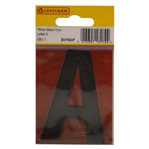 75mm Black Helvetica Bold Condensed Style Vinyl Letter A - Pack of 10
