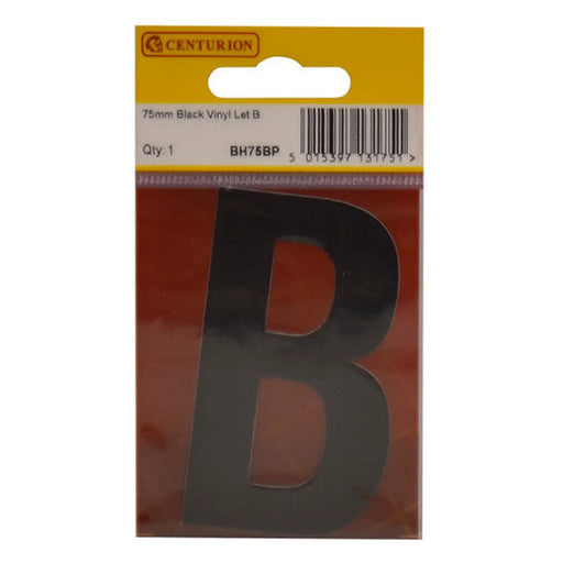 75mm Black Helvetica Bold Condensed Style Vinyl Letter B - Pack of 10