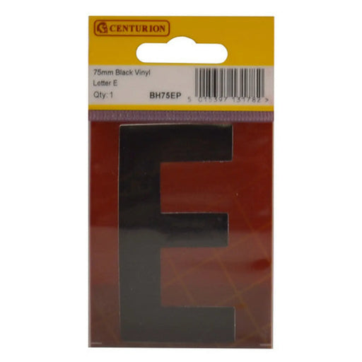 75mm Black Helvetica Bold Condensed Style Vinyl Letter E - Pack of 10