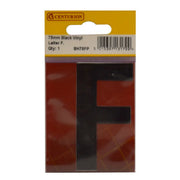 75mm Black Helvetica Bold Condensed Style Vinyl Letter F - Pack of 10