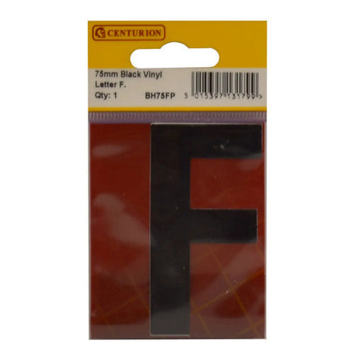 75mm Black Helvetica Bold Condensed Style Vinyl Letter F - Pack of 10