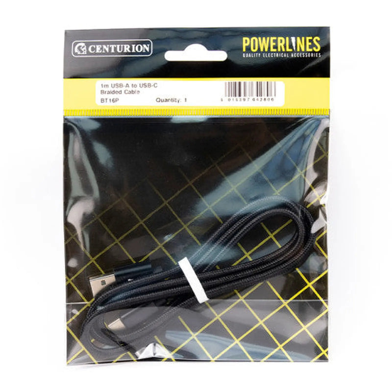 1M USB-A to USB-C Braided Cable - Pack of 3