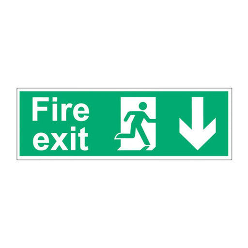 Fire Exit (Man arrow down) - SAPP (450 x 150mm) - Min Order 2