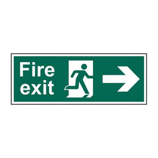 Fire exit (Man arrow right) - SAV (450 x 150mm) - Min Order 2
