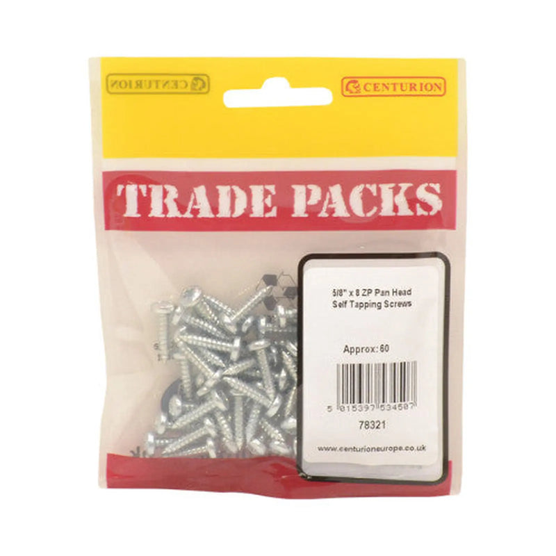 Pan Head Self Tapping Screws - Zinc Plated - 5/8" x 8 - (60 PK) - Pack of 5