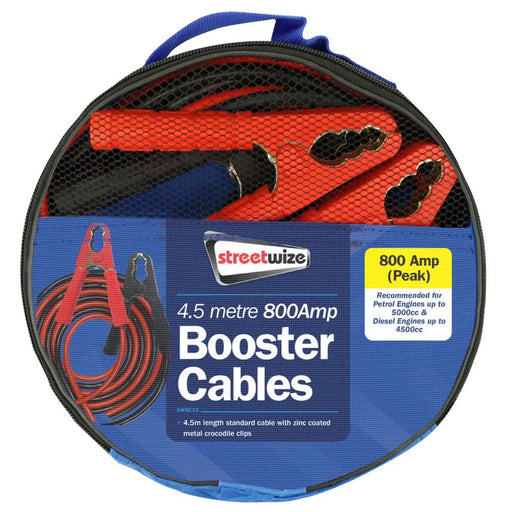 Streetwize Heavy Duty 4.5m Booster Cables 800amp