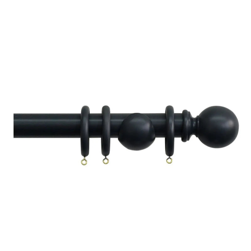 Jones Interiors Shore 35mm Wood Curtain Pole Kit Black 150cm