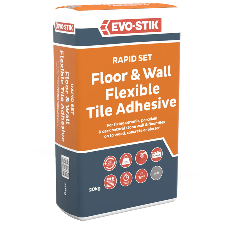 Evo-Stik Floor & Wall Tile Adhesive Fast Set For Wood, Concrete & Plaster 20kg
