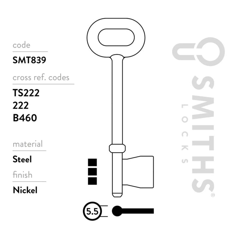 Smiths Locks Legge H Mortice Key Blank 10 Pack