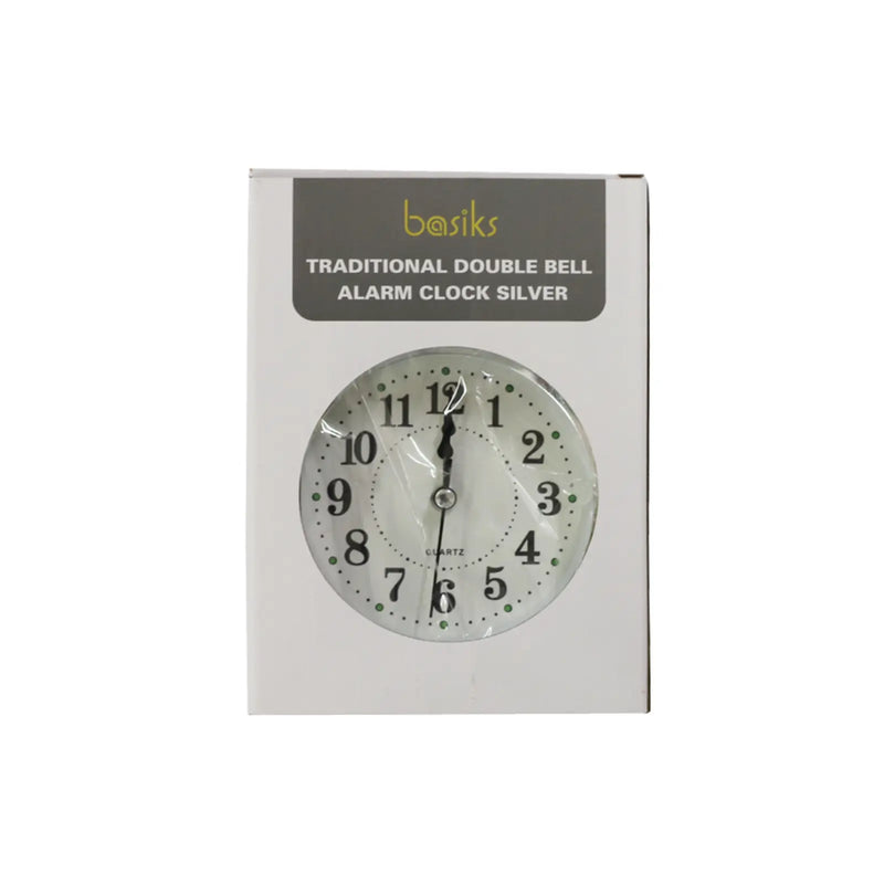 Basiks Traditional Alarm Clock Silver