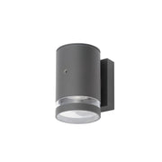 Zinc Lens Wall 2 Light With Photocell Grey