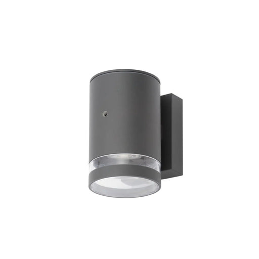 Zinc Lens Wall 2 Light With Photocell Grey