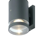 Zinc Lens Wall 2 Light With Photocell Grey