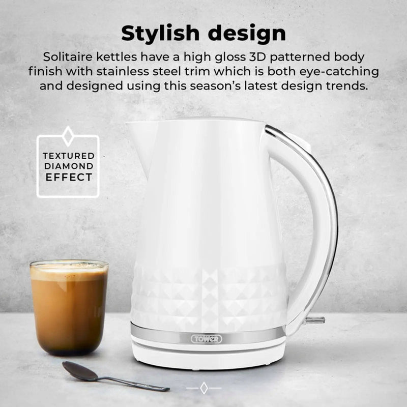 Tower Solataire White Kettle 3kw 1.5L