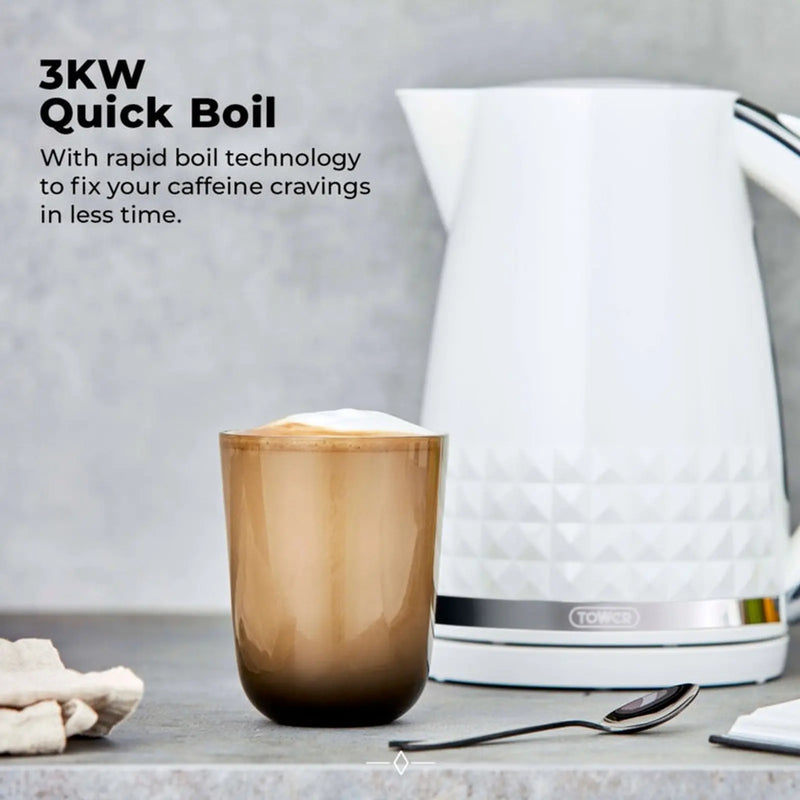 Tower Solataire White Kettle 3kw 1.5L
