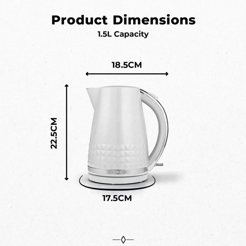 Tower Solataire White Kettle 3kw 1.5L