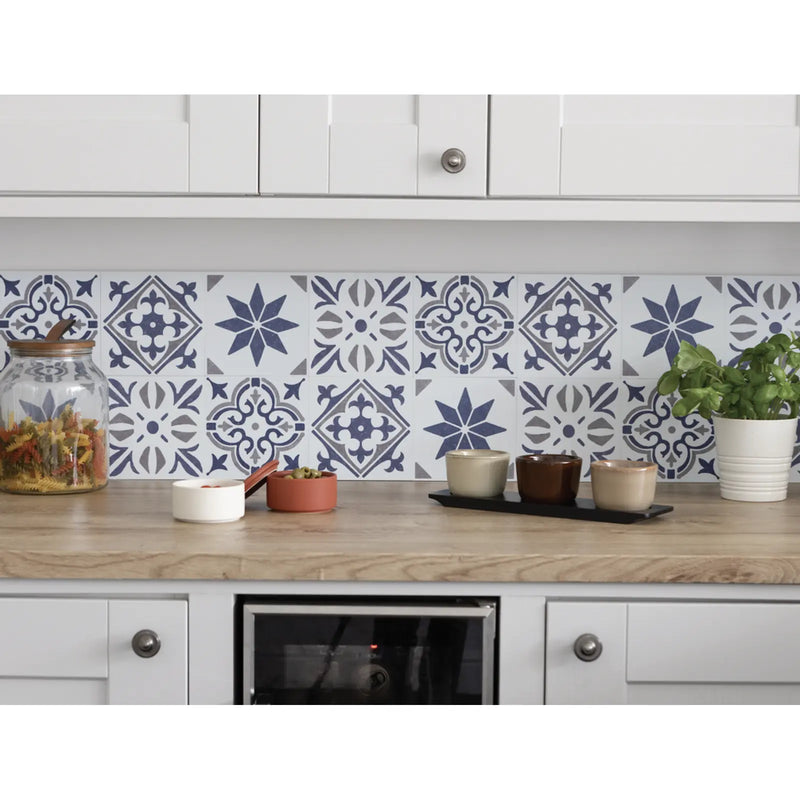 d-c-fix® Self Adhesive Wall Tile Alia Blue 15cm x 15cm / Pack Of 6