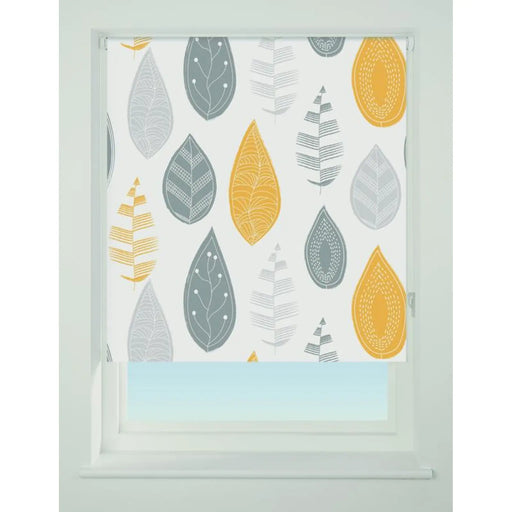 Universal Pattern Blackout Roller Blind Leaf Yellow 180cm