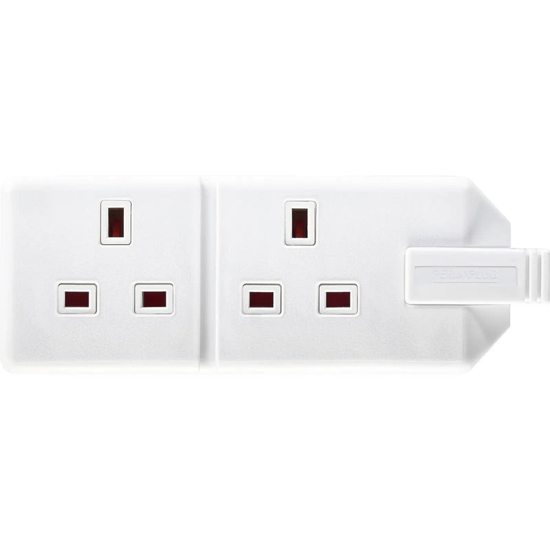 Masterplug Twin Extension Socket White