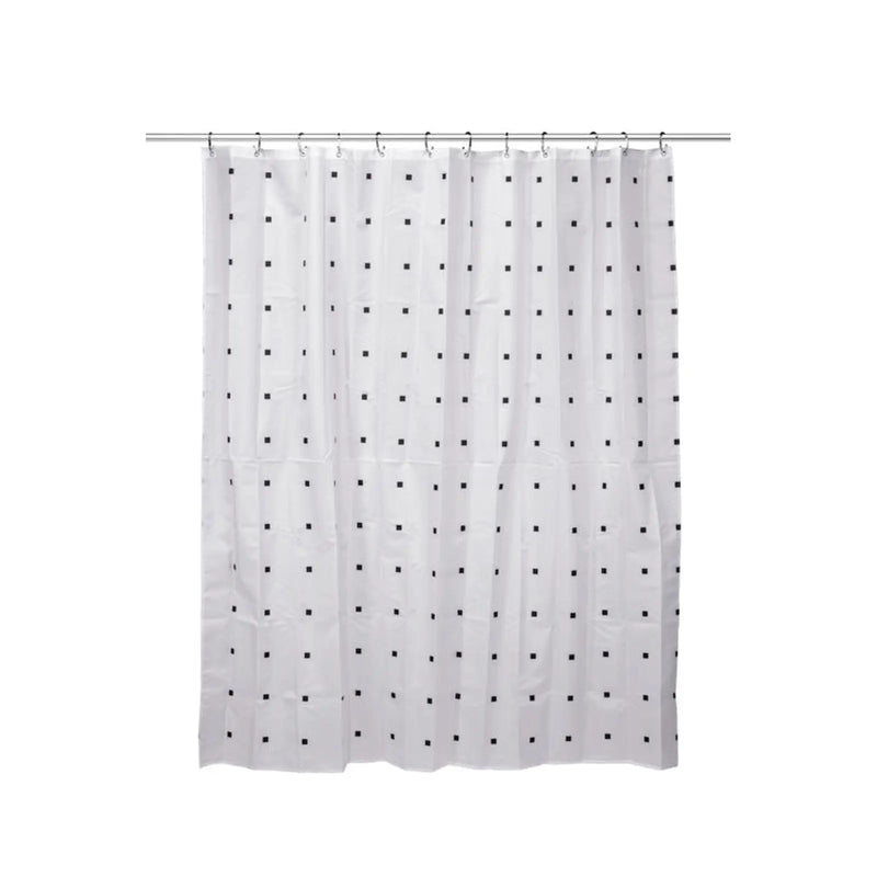 Croydex Shower Curtain 1800mm White, Black Squares & Dots