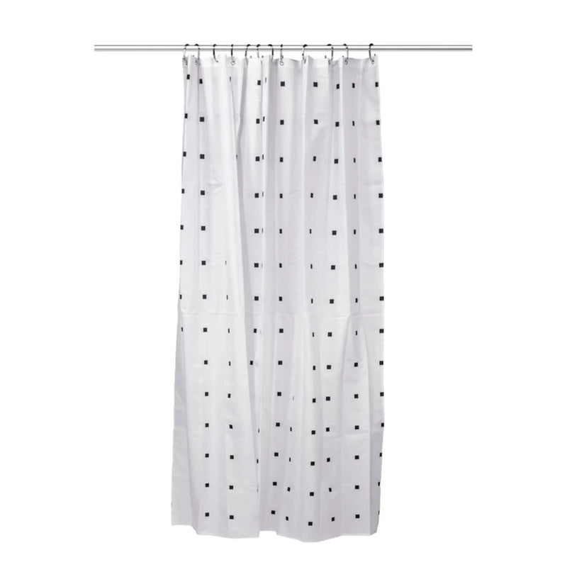 Croydex Shower Curtain 1800mm White, Black Squares & Dots