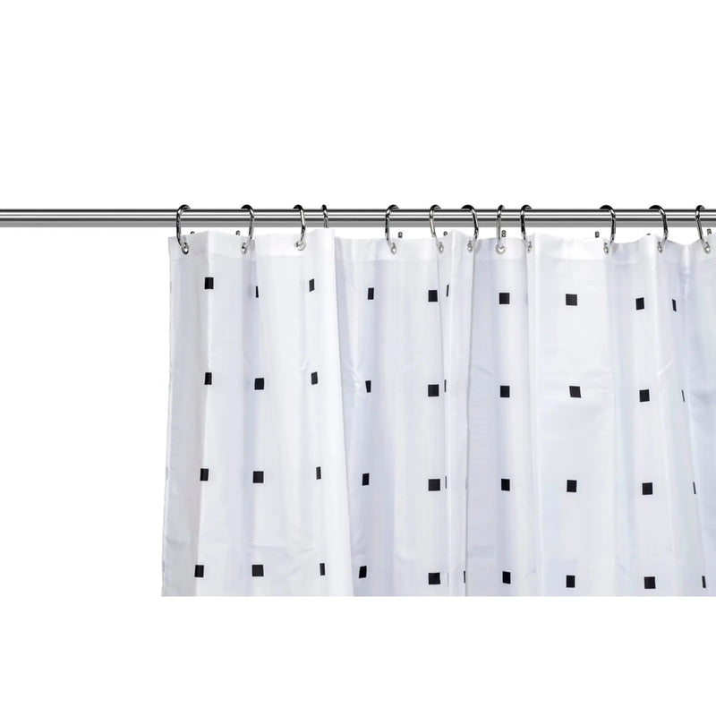 Croydex Shower Curtain 1800mm White, Black Squares & Dots