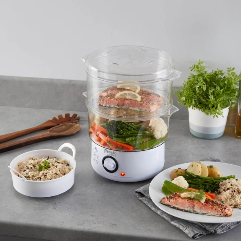 Tower Presto 2 Tier Steamer White 400w