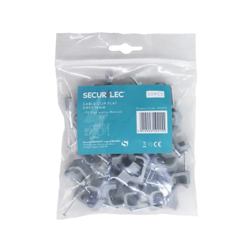 Securlec Flat Cable Clips Grey 10mm 40 Piece