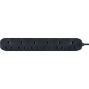Masterplug 6 Gang Black Extension Lead With 2m Cable 13amp