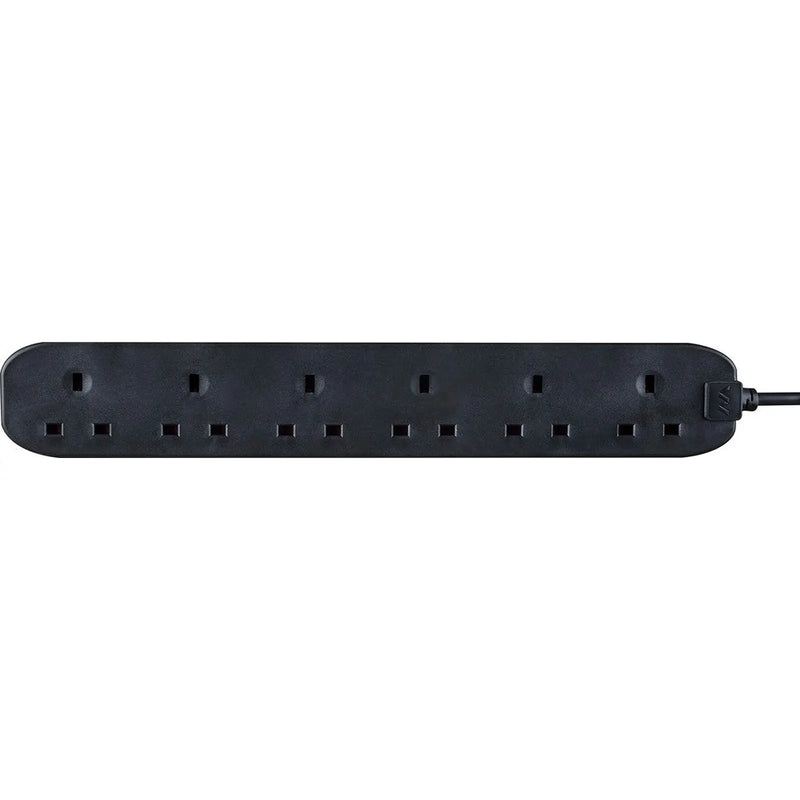 Masterplug 6 Gang Black Extension Lead With 2m Cable 13amp