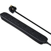 Masterplug 6 Gang Black Extension Lead With 2m Cable 13amp