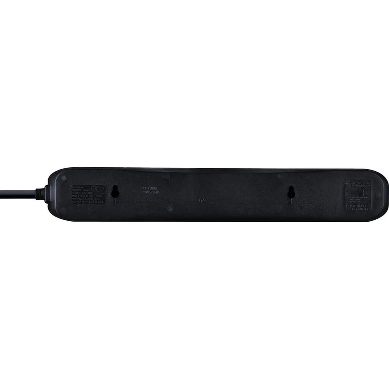 Masterplug 6 Gang Black Extension Lead With 2m Cable 13amp