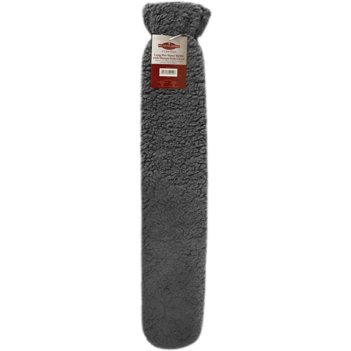 Hearth & Home Long Hot Water Bottle With Sherpa Style Cover 2L Grey