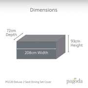 Pagoda Deluxe 2 Seat Dining Set Cover 208 x 93 x 72cm