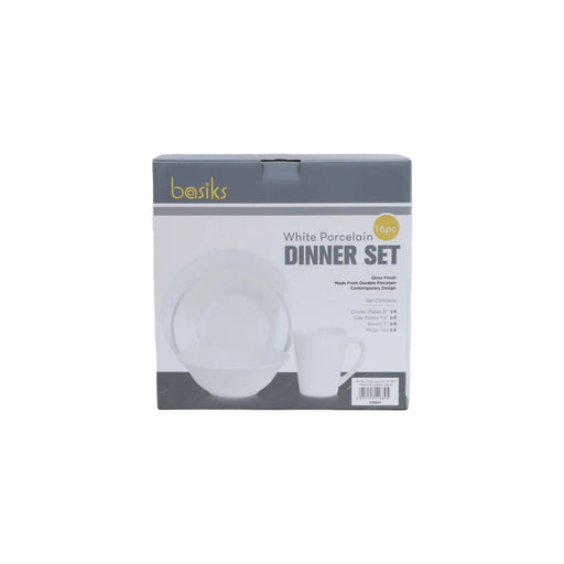 Basiks White Porcelain Dinner Set 16 Piece