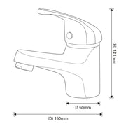 SP Eden Basin Mixer Tap H: 121mm D: 150mm Diameter: 50mm