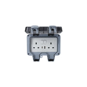 Securlec Double Outdoor Weatherproof 2 Gang Switched Socket With USB-A & USB-C IP66