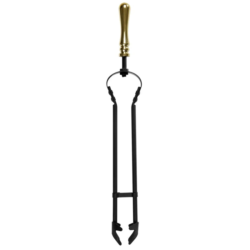 Hearth & Home Black Companion Set With Round Base / Brass Handles 5 Piece 19"