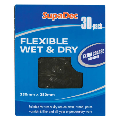 SupaDec Flexible Wet & Dry Paper Extra Coarse 180 Grade Pack 30