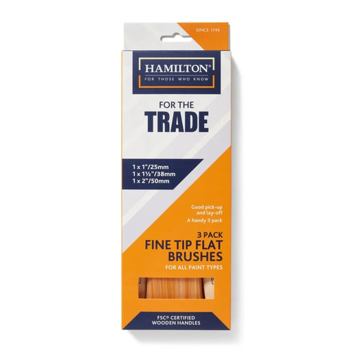 Hamilton For The Trade Fine Tip Flat Brushes Pack 3